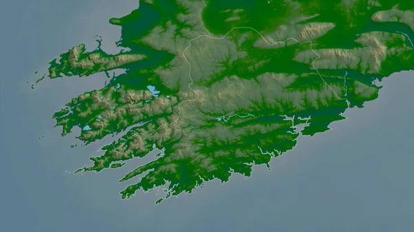 Cork Hrabstwo Irlandii Kolorowe Dane Zacienienia Jeziorami Rzekami Kształt Nakreślony — Zdjęcie stockowe