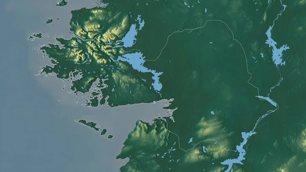 アイルランドのゴールウェイ郡 湖や川と色の救済 形状は その国の領域に対して概説 3Dレンダリング — ストック写真