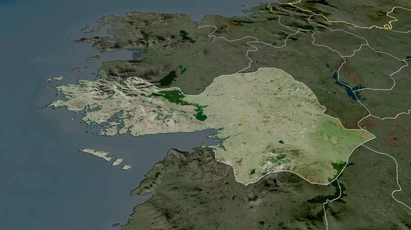 爱尔兰县的放大和突出 卫星图像 3D渲染 — 图库照片