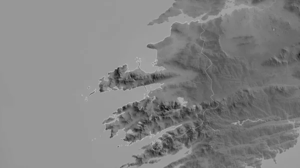 Kerry Condado Irlanda Mapa Tons Cinza Com Lagos Rios Forma — Fotografia de Stock