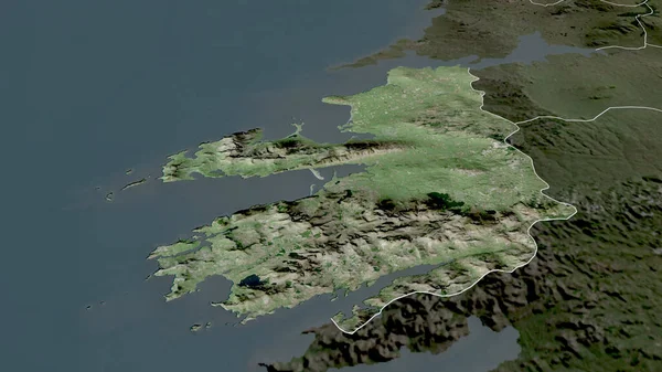 Kerry Hrabstwo Irlandii Powiększył Podkreślił Zdjęcia Satelitarne Renderowanie — Zdjęcie stockowe