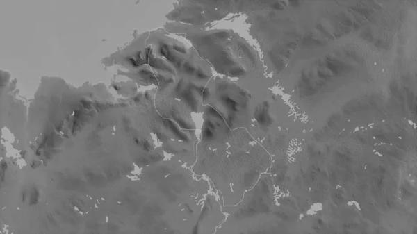 アイルランドの郡リートリム 湖や川とグレースケールの地図 形状は その国の領域に対して概説 3Dレンダリング — ストック写真