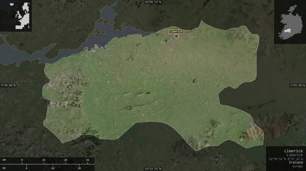 Limerick Contea Irlanda Immagini Satellitari Forma Presentata Contro Sua Area — Foto Stock