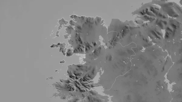 Mayo County Ireland Grayscaled Map Lakes Rivers Shape Outlined Its — Stock Photo, Image
