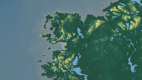 Mayo Județul Irlanda Relief Colorat Lacuri Râuri Forma Conturată Împotriva — Fotografie, imagine de stoc