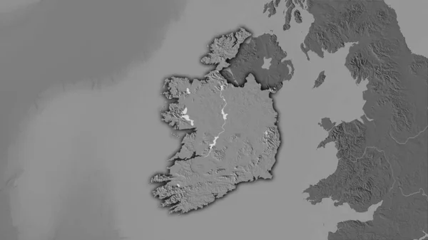 Obszar Irlandii Dwupoziomowej Mapie Wysokości Projekcji Stereograficznej Surowa Kompozycja Warstw — Zdjęcie stockowe
