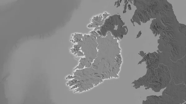 Obszar Irlandii Dwupoziomowej Mapie Wysokości Projekcji Stereograficznej Surowa Kompozycja Warstw — Zdjęcie stockowe