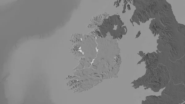 Ireland area on the bilevel elevation map in the stereographic projection - raw composition of raster layers