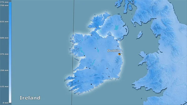 Precipitación Del Cuarto Más Frío Dentro Del Área Irlanda Proyección — Foto de Stock
