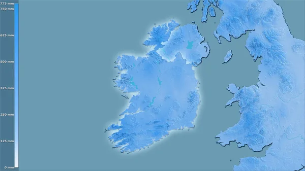 Srážky Nejchladnější Čtvrtiny Oblasti Irska Stereografické Projekci Legendou Hrubé Složení — Stock fotografie