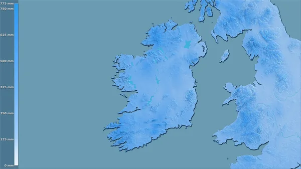 Neerslag Van Het Koudste Kwart Het Ierse Gebied Stereografische Projectie — Stockfoto