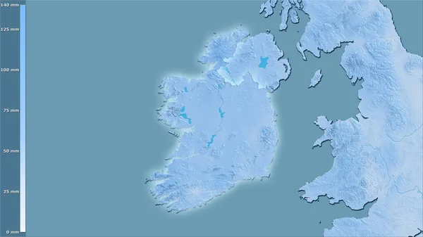 Opady Najsuchszych Miesięcy Obszarze Irlandii Projekcji Stereograficznej Legendą Surowa Kompozycja — Zdjęcie stockowe