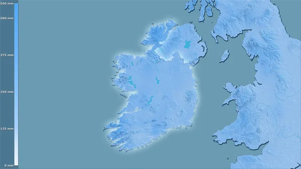 Opady Najcieplejszego Kwartału Obszarze Irlandii Projekcji Stereograficznej Legendą Surowa Kompozycja — Zdjęcie stockowe
