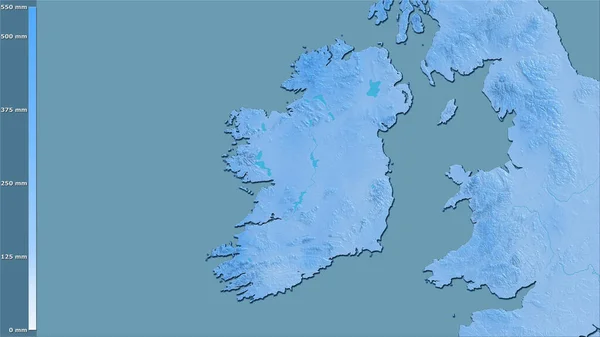 Opady Najcieplejszego Kwartału Obszarze Irlandii Projekcji Stereograficznej Legendą Surowa Kompozycja — Zdjęcie stockowe