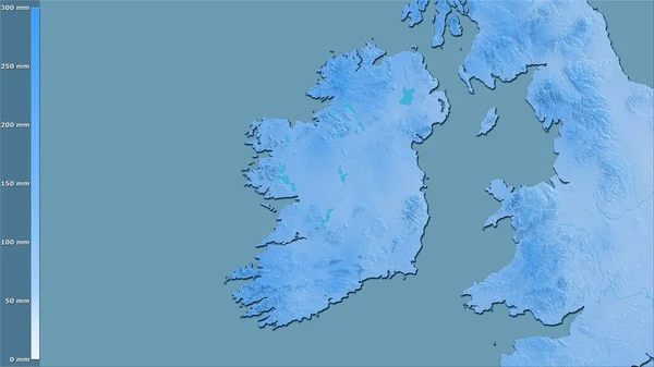 Opady Najwilgotniejszych Miesięcy Obszarze Irlandii Projekcji Stereograficznej Legendą Surowa Kompozycja — Zdjęcie stockowe