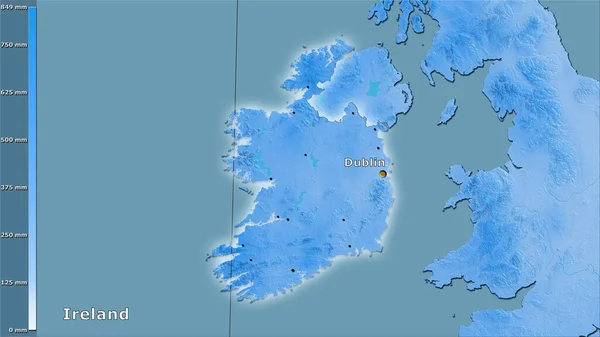 Opady Najwilgotniejszych Kwartałów Obszarze Irlandii Projekcji Stereograficznej Legendą Kompozycja Główna — Zdjęcie stockowe