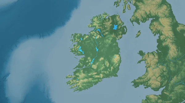 Irlanda Área Mapa Topográfico Relevo Projecção Estereográfica Composição Bruta Das — Fotografia de Stock