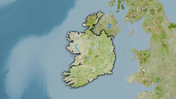 Irlande Zone Sur Satellite Une Carte Dans Projection Stéréographique Composition — Photo