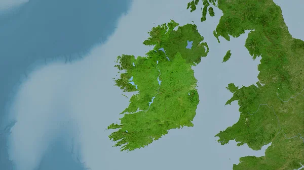 Zone Irlande Sur Carte Satellite Dans Projection Stéréographique Composition Brute — Photo