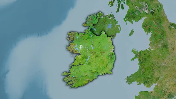 Zone Irlande Sur Carte Satellite Dans Projection Stéréographique Composition Brute — Photo