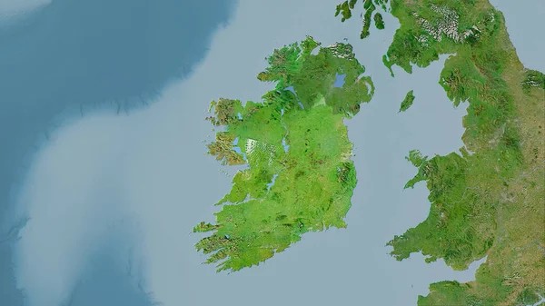 Zone Irlande Sur Carte Satellite Dans Projection Stéréographique Composition Brute — Photo