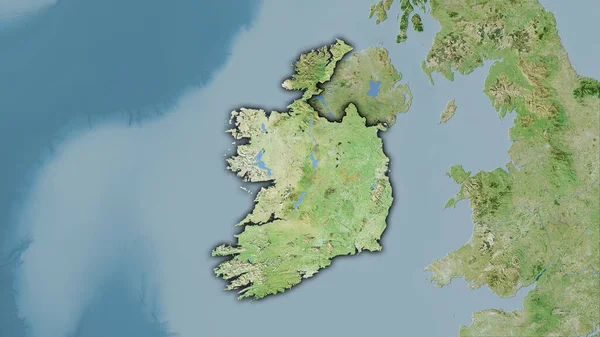Oblast Irska Mapě Satelitního Stereografické Projekci Hrubé Složení Rastrových Vrstev — Stock fotografie
