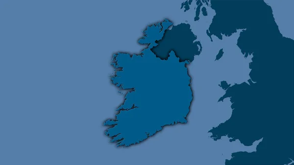 立体投影図上の固体地図上のアイルランド領域 暗い輝く輪郭を持つラスター層の生の組成 — ストック写真