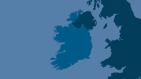 Irlande Zone Sur Carte Solide Dans Projection Stéréographique Composition Brute — Photo