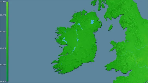 Variación Media Anual Temperatura Área Irlanda Proyección Estereográfica Con Leyenda — Foto de Stock