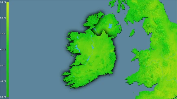 Variación Media Temperatura Diurna Dentro Del Área Irlanda Proyección Estereográfica — Foto de Stock