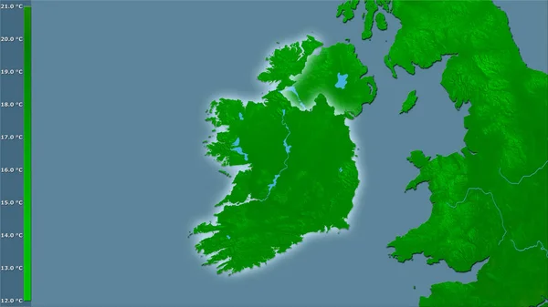 Temperatura Máxima Del Mes Más Cálido Dentro Del Área Irlanda — Foto de Stock