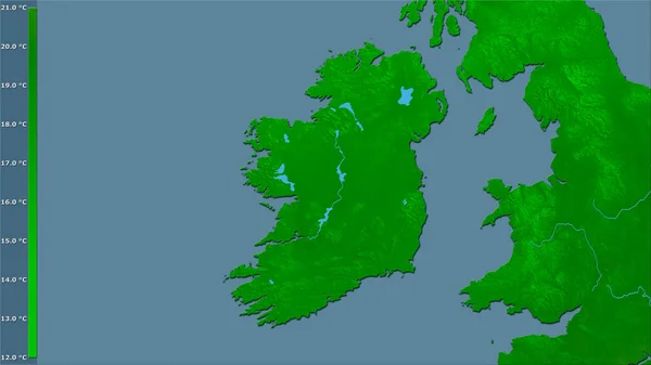 Temperatura Máxima Del Mes Más Cálido Dentro Del Área Irlanda — Foto de Stock