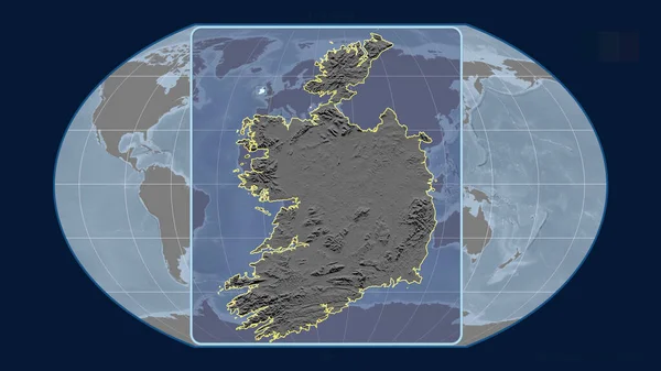 Vista Ampliada Del Contorno Irlanda Con Líneas Perspectiva Contra Mapa — Foto de Stock