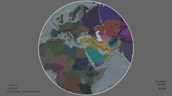 Area Israele Centrata Nel Cerchio Che Circonda Suo Continente Sullo — Foto Stock