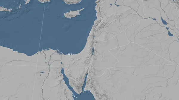Израиль Окрестности Далекая Косыя Перспектива Контура Grayscale Elevation Map — стоковое фото