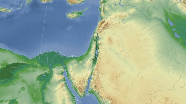 Израиль Окрестности Далекая Косыя Перспектива Контура Физическая Карта Цвета — стоковое фото