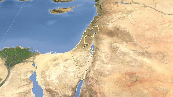 Israël Zijn Omgeving Ver Schuin Perspectief Vorm Geschetst Satellietbeelden — Stockfoto