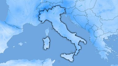 Stereografik projeksiyondaki yıllık yağış haritasında İtalya bölgesi - koyu renkli çizgili raster tabakalarının ham bileşimi