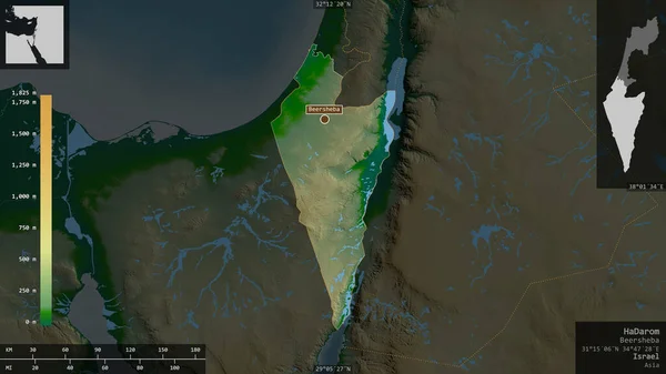 Hadarom Περιφέρεια Ισραήλ Χρωματιστά Δεδομένα Σκίασης Λίμνες Και Ποτάμια Σχήμα — Φωτογραφία Αρχείου