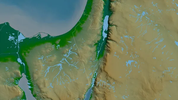 イスラエルのハダロム地区 湖や川と色シェーダーデータ 形状は その国の領域に対して概説 3Dレンダリング — ストック写真