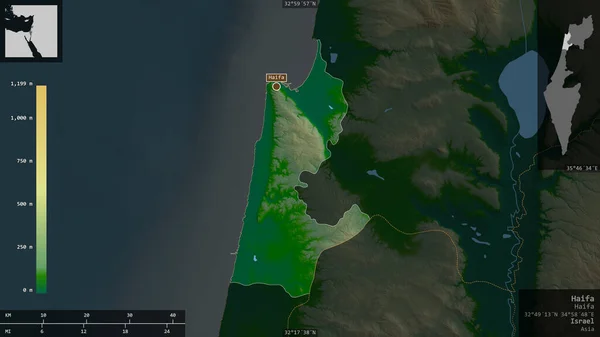 Χάιφα Περιφέρεια Ισραήλ Χρωματιστά Δεδομένα Σκίασης Λίμνες Και Ποτάμια Σχήμα — Φωτογραφία Αρχείου