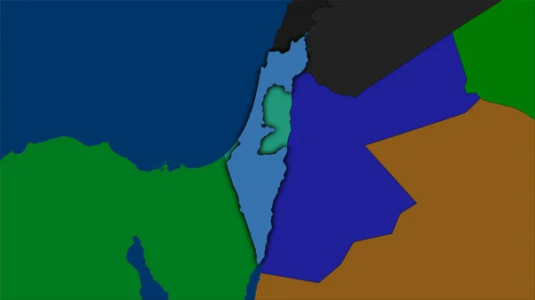 Територія Ізраїлю Адміністративному Поділі Мапа Стереографічній Проекції Сира Композиція Растрових — стокове фото