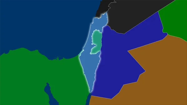 Περιοχή Του Ισραήλ Στον Χάρτη Διοικητικών Διαιρέσεων Στην Στερεογραφική Προβολή — Φωτογραφία Αρχείου