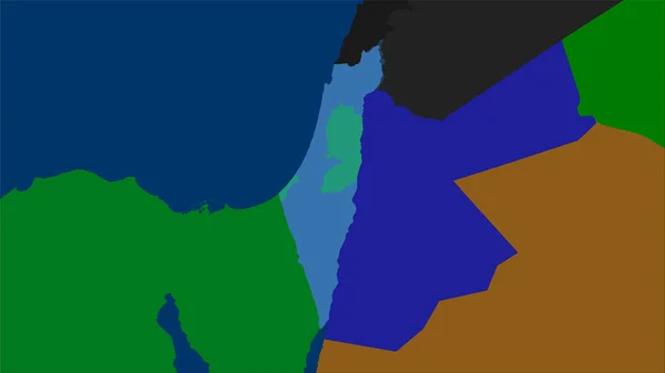 行政区划地图上的以色列地区立体投影 栅格层的原始组成 — 图库照片