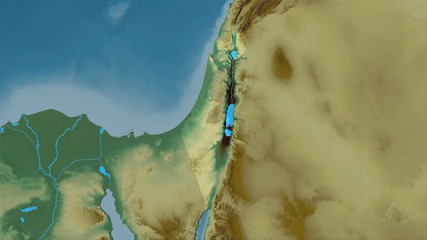 Територія Ізраїлю Топографічній Карті Рельєфу Стереографічній Проекції Сира Композиція Растрових — стокове фото