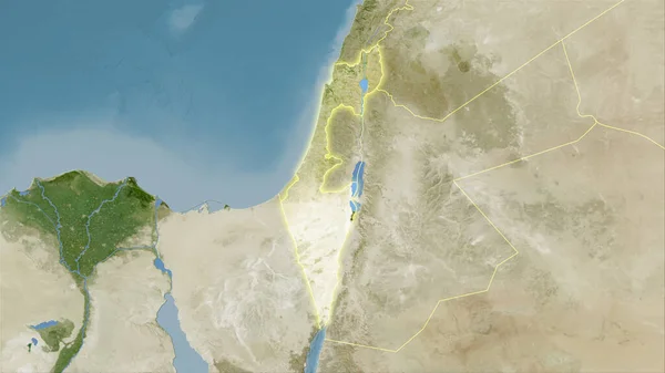Israel Área Mapa Satélite Projeção Estereográfica Composição Bruta Camadas Raster — Fotografia de Stock
