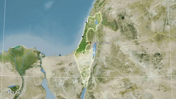 Israël Gebied Satelliet Kaart Stereografische Projectie Hoofdcompositie — Stockfoto