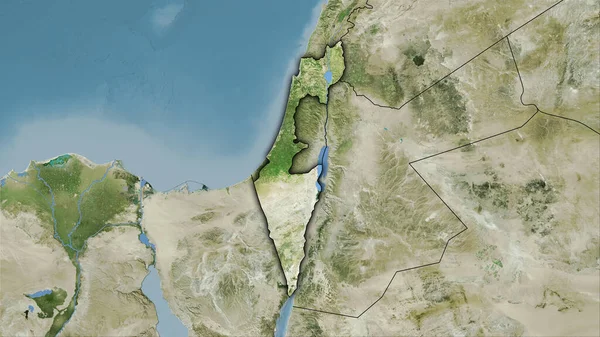 Israel Område Satellit Kartan Stereografisk Projektion Sammansättning Raster Lager Med — Stockfoto