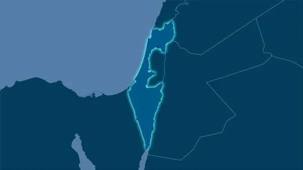 Zone Israël Sur Carte Solide Dans Projection Stéréographique Composition Brute — Photo