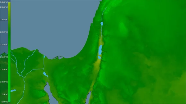 Srail Bölgesinde Efsanevi Stereografik Projeksiyonda Yıllık Ortalama Sıcaklık Raster Tabakalarının — Stok fotoğraf